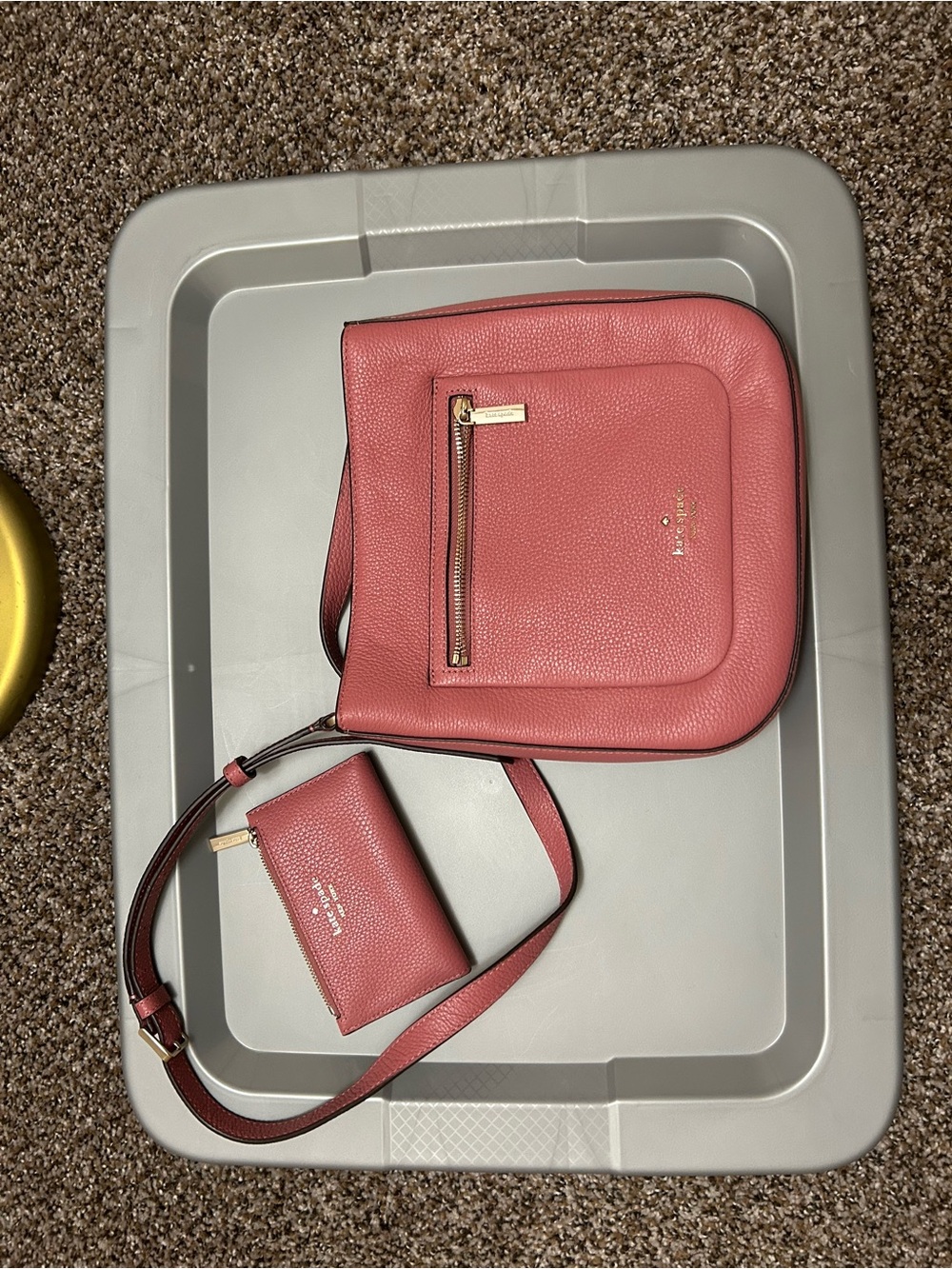 kate spade Rose Pink Pebbled Leather Crossbody with Wallet